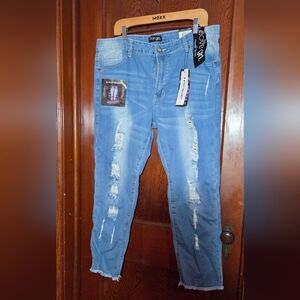 Distressed Jeans Curvy Frayed Stretch Size 20